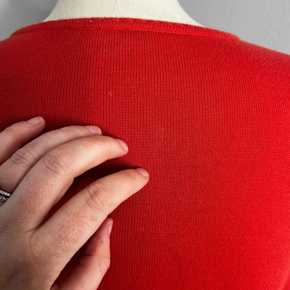 Loro Piana Cotton Button Front Cardigan Red Size 46